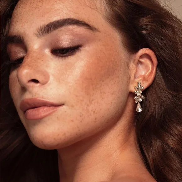 Olive + Piper elegant Silver Crystal Drop Earrings - Picture 7 of 7